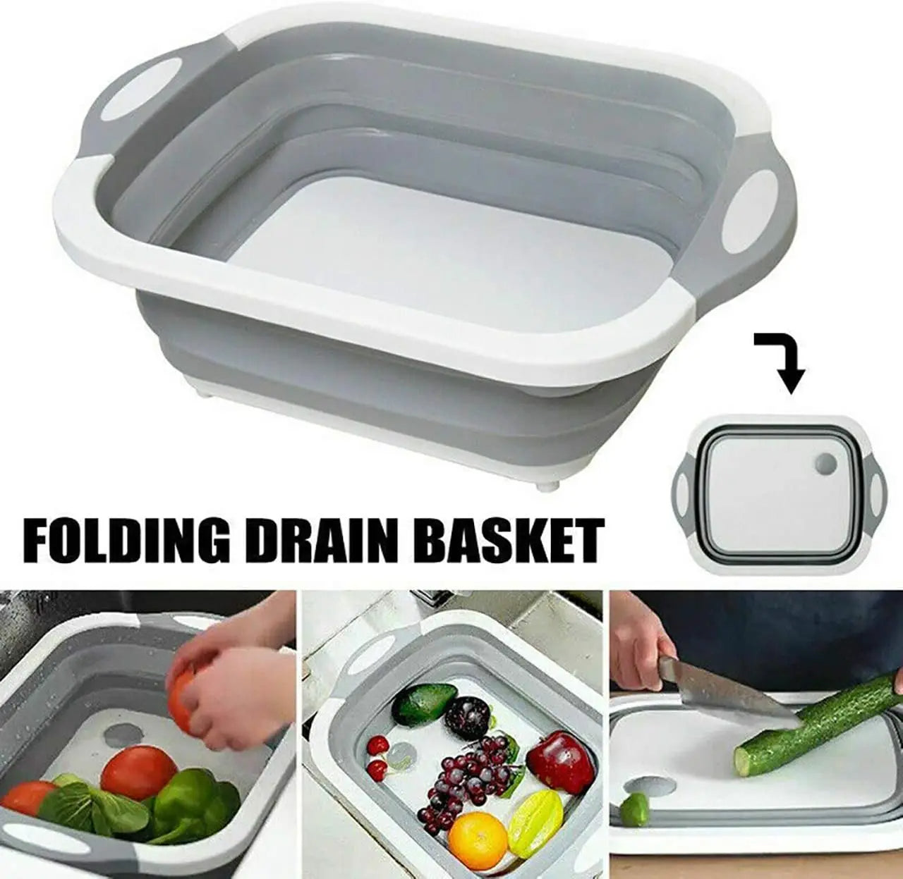 4-In-1 Multi-Board Basket Outdoor Camp Basins Cutting Board