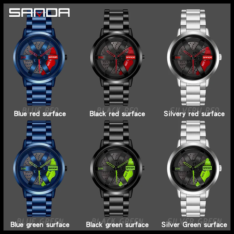 High Quality 3D Printing Car Wheel Rotating Wristwatch