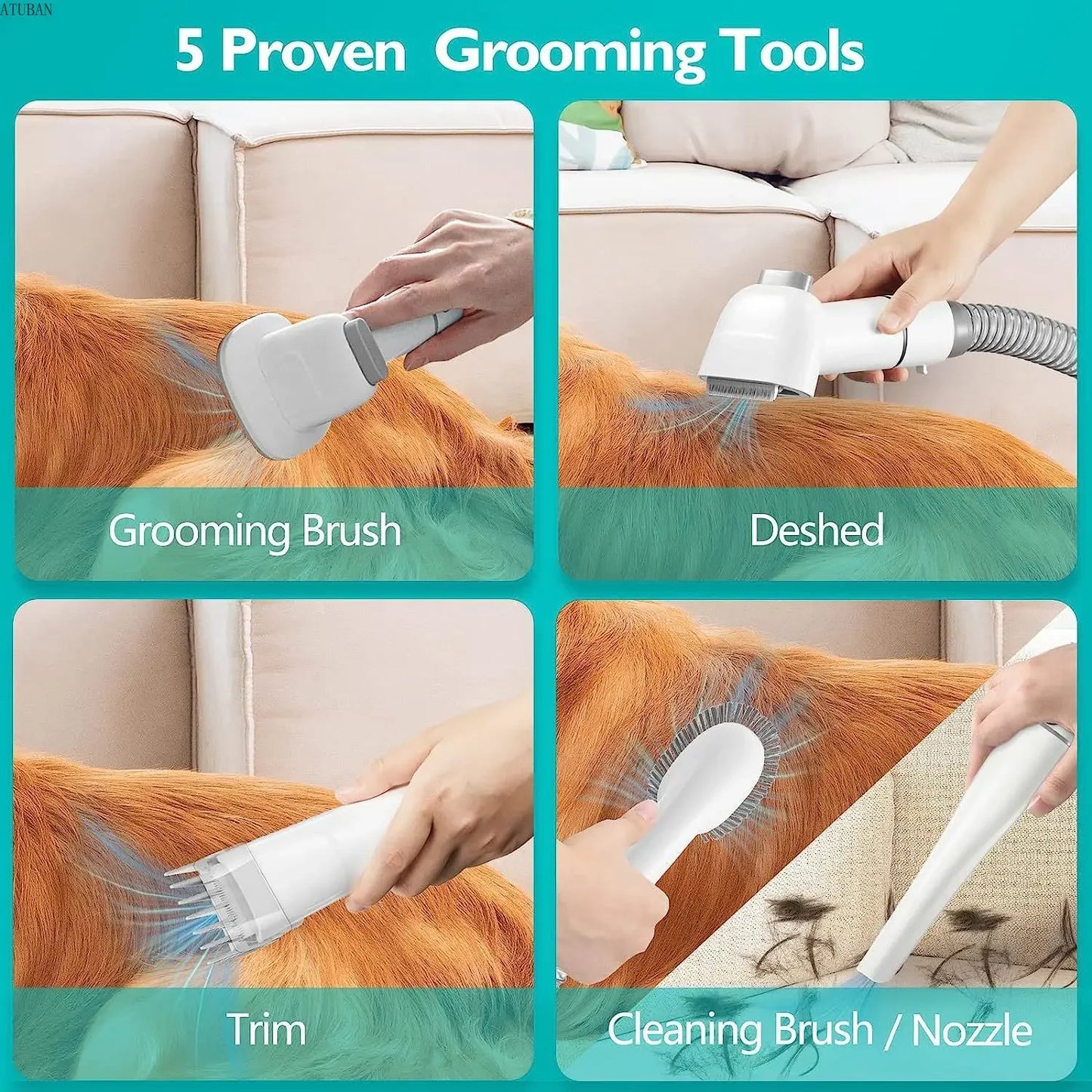 Pet Grooming Kit Vacuum Dog Grooming Clippers Pet Hair Remover