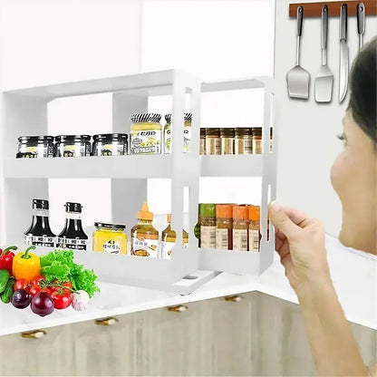 Food Rack Rotating Spice Storage Shelf for Kitchen