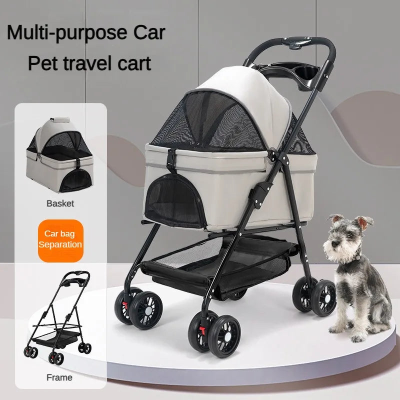 Pet Aluminum Tube Pull Rod Detachable Stroller