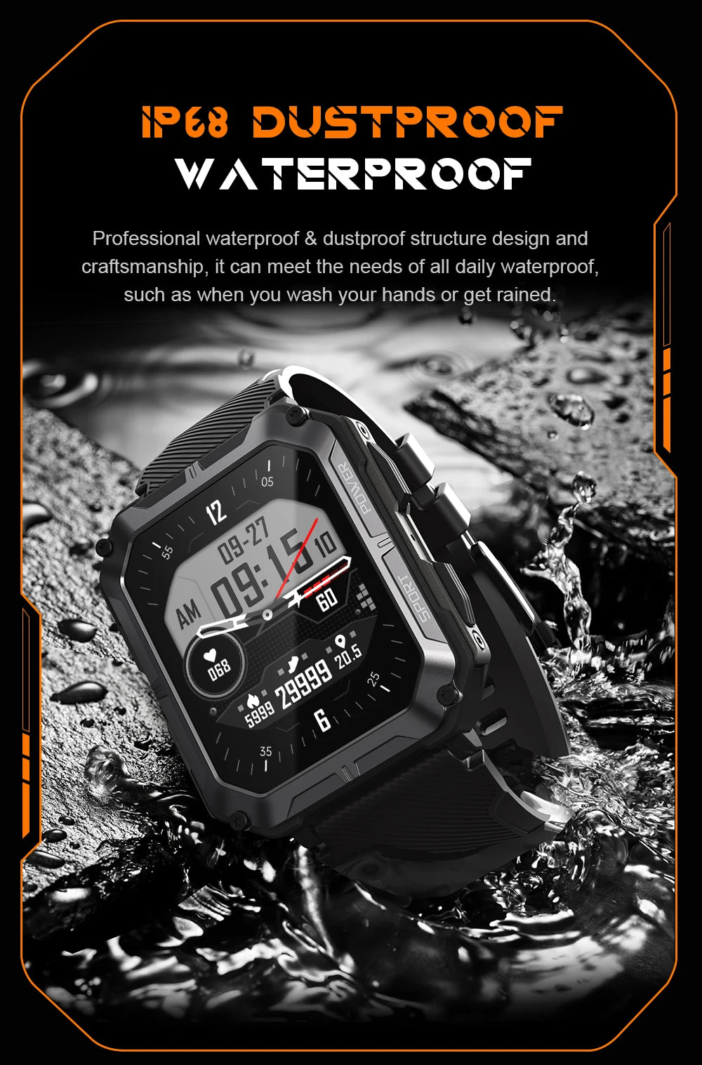 Waterproof Sport Heart Rate Fitness Tracker Watch