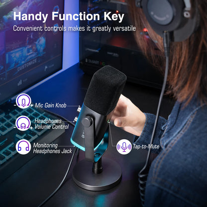 Dynamic Microphone with RGB Control/Headphone jack