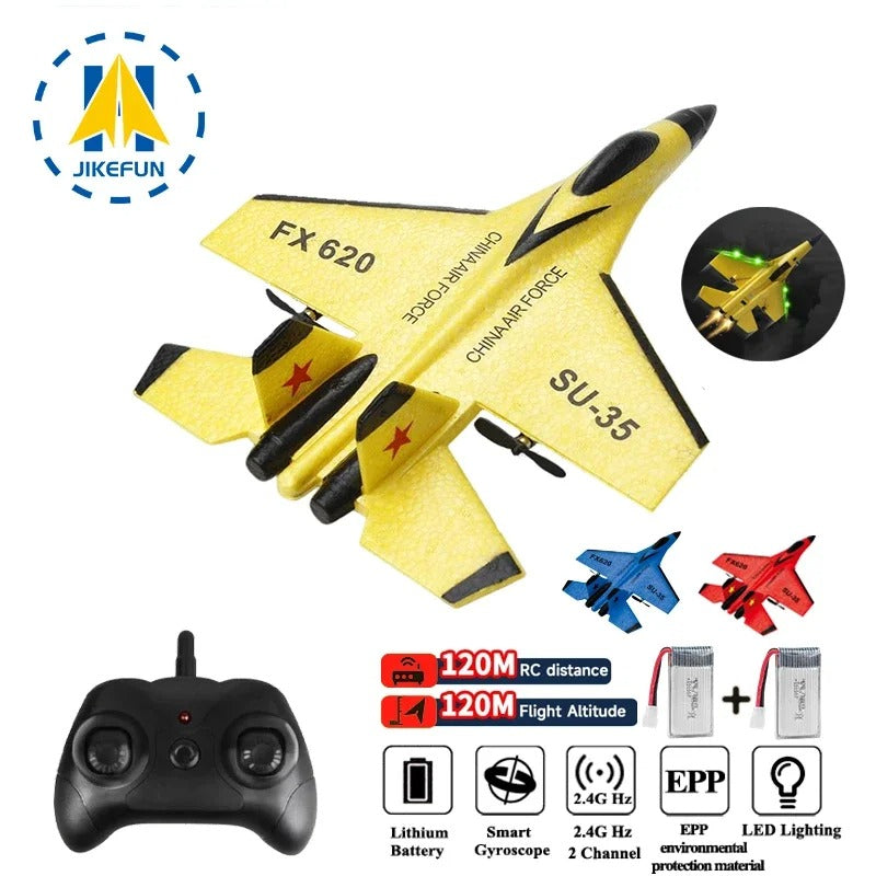 Remote control RC plane with 7 colour LED lights .