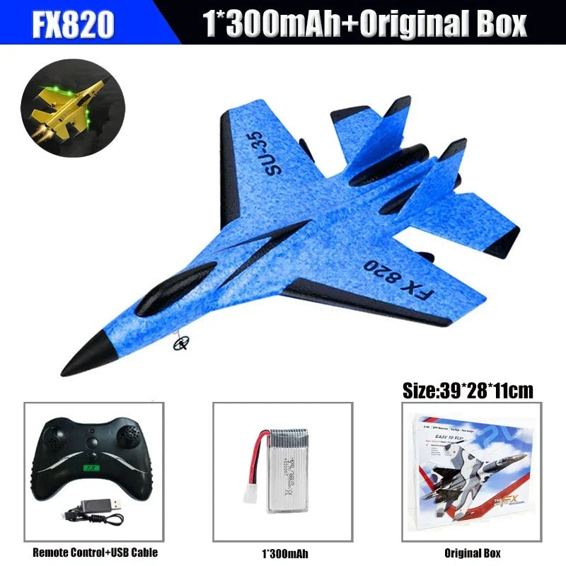 Remote control RC plane with 7 colour LED lights .